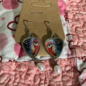 Colorful Abstract Silver Earrings